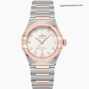 Premium Replica Uhr Omega Constellation 131.25.29.20.52.001 Roségold mit Diamantbesatz 29 mm
