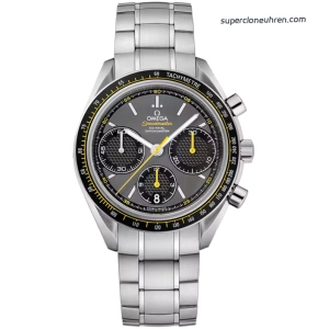 Premium Replica Uhr Omega Speedmaster 326.30.40.50.06.001 mit Stahlband und gelben Akzenten 40mm