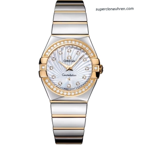 Premium Replica Uhr Omega Constellation 123.25.27.60.55.008 Bicolor mit Diamantbesatz 27mm