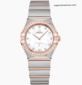 Premium Replica Uhr Omega Constellation 131.25.28.60.55.001 Perlmuttzifferblatt Roségold 28mm
