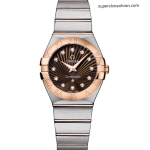 Premium Replica Uhr Omega Constellation 123.20.27.60.63.001 mit Diamanten und Bicolor-Look 27mm