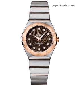 Premium Replica Uhr Omega Constellation 123.20.27.60.63.001 mit Diamanten und Bicolor-Look 27mm