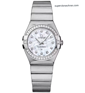 Premium Replica Uhr Omega Constellation 123.15.27.60.55.001 Perlmuttzifferblatt mit Diamantbesatz 27mm