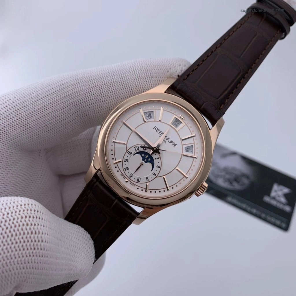 Premium Replica Uhr Patek Philippe Komplikationen 5205R-001 Roségold Mondphase 40mm