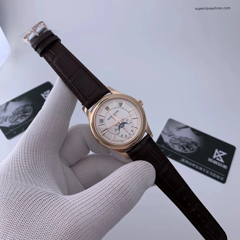 Premium Replica Uhr Patek Philippe Komplikationen 5205R-001 Roségold Mondphase 40mm