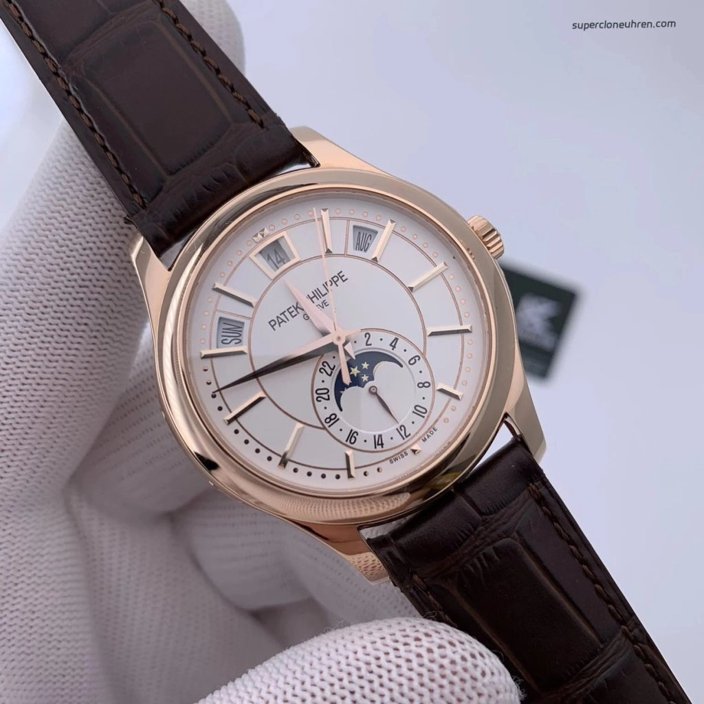 Premium Replica Uhr Patek Philippe Komplikationen 5205R-001 Roségold Mondphase 40mm