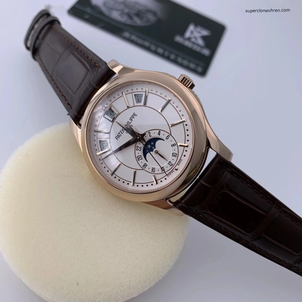 Premium Replica Uhr Patek Philippe Komplikationen 5205R-001 Roségold Mondphase 40mm