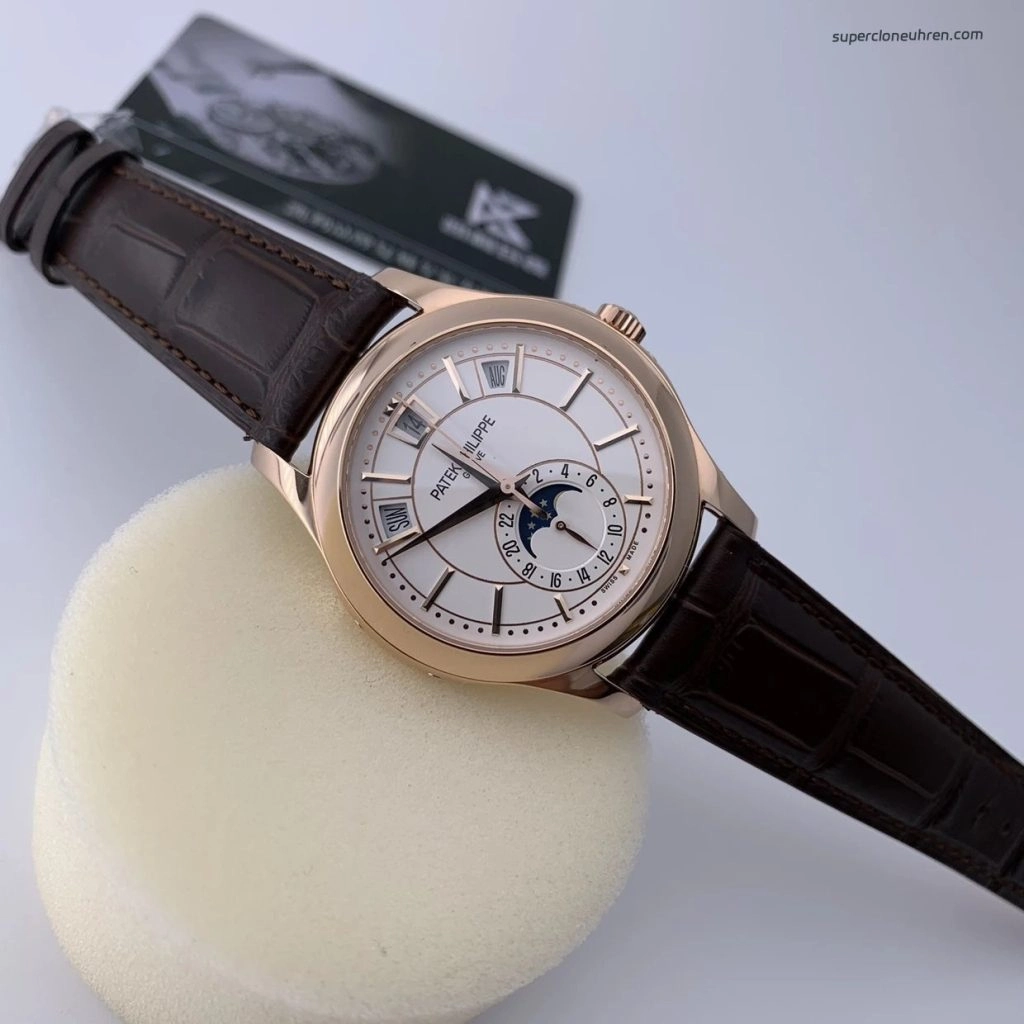 Premium Replica Uhr Patek Philippe Komplikationen 5205R-001 Roségold Mondphase 40mm