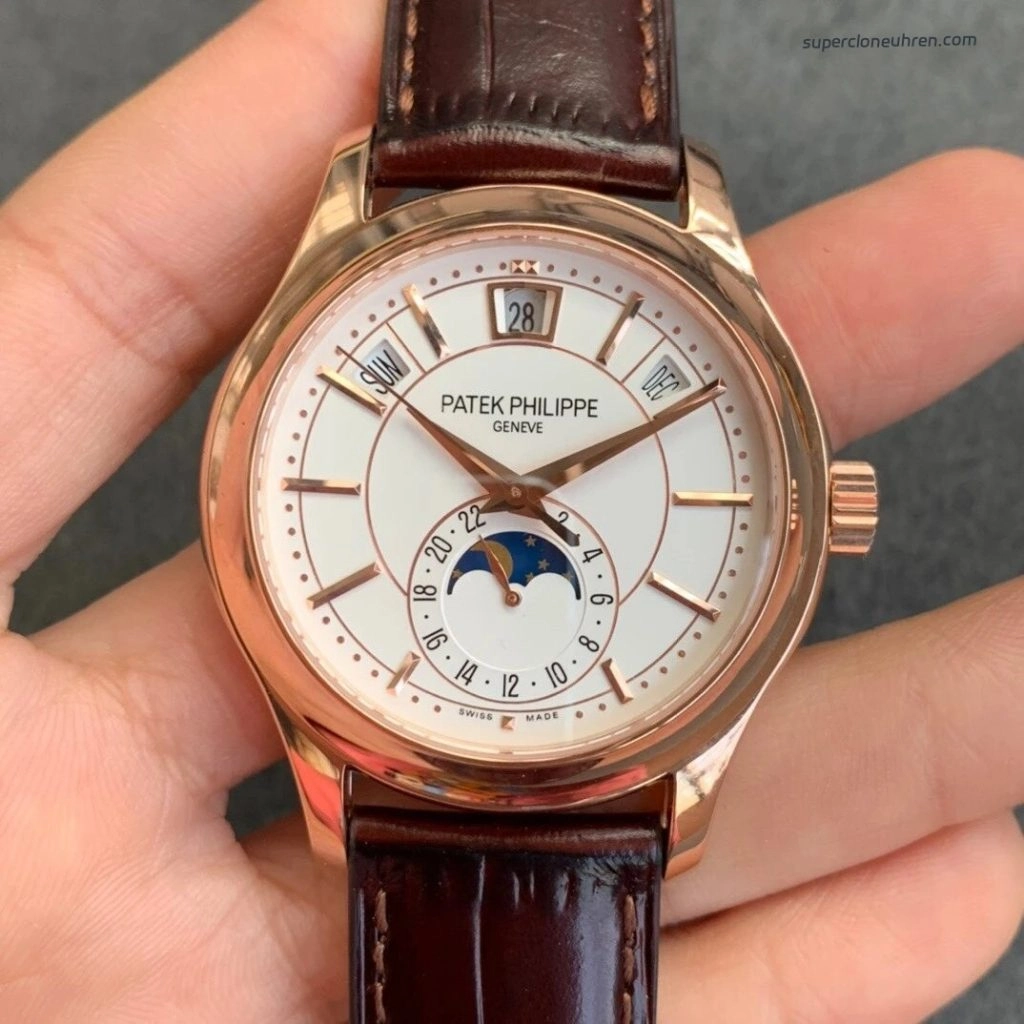 Premium Replica Uhr Patek Philippe Komplikationen 5205R-001 Roségold Mondphase 40mm