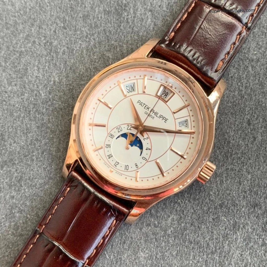 Premium Replica Uhr Patek Philippe Komplikationen 5205R-001 Roségold Mondphase 40mm