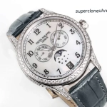 Premium Replica Uhr Patek Philippe Komplizierte Uhren 4948G-010 Perlmuttzifferblatt mit Diamantbesatz 38mm
