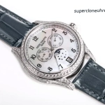 Premium Replica Uhr Patek Philippe Komplizierte Uhren 4948G-010 Perlmuttzifferblatt mit Diamantbesatz 38mm