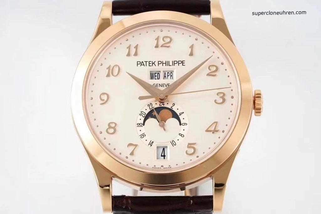 1:1 Super Clone Uhr Patek Philippe Komplikationen 5396R-012 Roségold mit Lederarmband 38,5mm