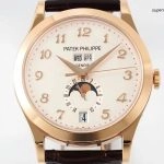 1:1 Super Clone Uhr Patek Philippe Komplikationen 5396R-012 Roségold mit Lederarmband 38,5mm