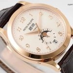 1:1 Super Clone Uhr Patek Philippe Komplikationen 5396R-012 Roségold mit Lederarmband 38,5mm