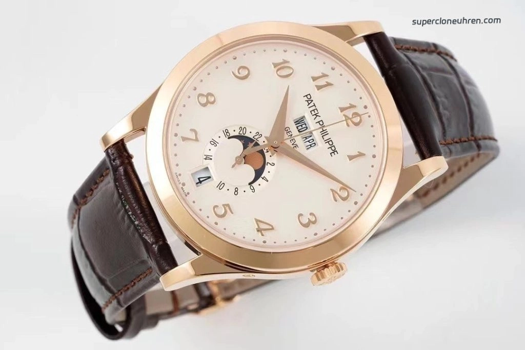1:1 Super Clone Uhr Patek Philippe Komplikationen 5396R-012 Roségold mit Lederarmband 38,5mm