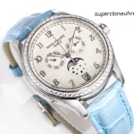 Premium Replica Uhr Patek Philippe Komplikationen 4947G-010 mit Diamantlünette 38mm