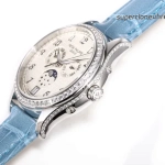 Premium Replica Uhr Patek Philippe Komplikationen 4947G-010 mit Diamantlünette 38mm