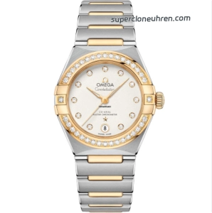 Premium Replica Uhr Omega Constellation 131.25.29.20.52.002 Stahl-Gelbgold mit Diamantbesatz 29mm