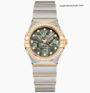 Premium Replica Uhr Omega Constellation 131.25.28.60.99.002 Bicolor mit Diamantbesatz 28mm