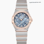 Premium Replica Uhr Omega Constellation 131.25.28.60.99.001 Bicolor mit Diamantbesatz 28mm