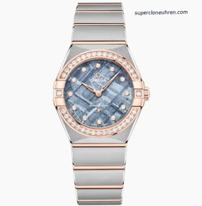 Premium Replica Uhr Omega Constellation 131.25.28.60.99.001 Bicolor mit Diamantbesatz 28mm