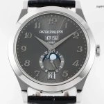 Premium Replica Uhr Patek Philippe Komplikationen 5396G-014 ultraflach mit Lederarmband 38,5mm