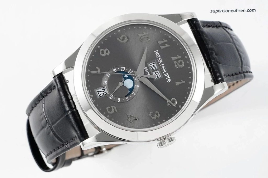 Premium Replica Uhr Patek Philippe Komplikationen 5396G-014 ultraflach mit Lederarmband 38,5mm