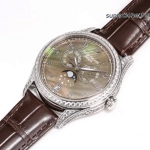 Premium Replica Uhr Patek Philippe Komplizierte Uhren 4948G-001 mit Perlmuttzifferblatt und Diamantbesatz 38mm