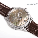Premium Replica Uhr Patek Philippe Komplizierte Uhren 4948G-001 mit Perlmuttzifferblatt und Diamantbesatz 38mm