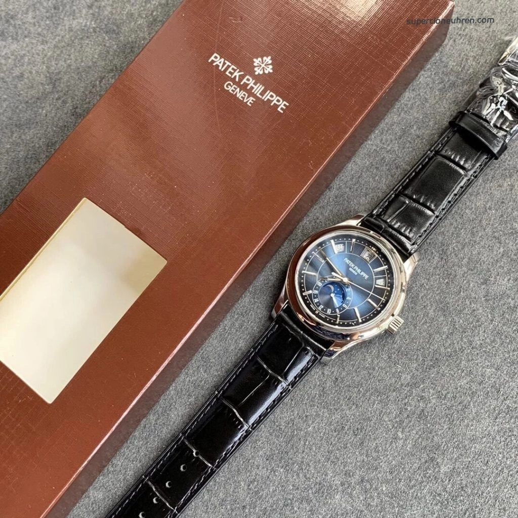Premium Replica Uhr Patek Philippe Komplikationen 5205G-013 blaues Zifferblatt 40mm