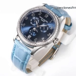 Premium Replica Uhr Patek Philippe Komplizierte Uhren 4947G-001 blaues Zifferblatt mit Diamantbesatz 38mm
