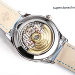 Premium Replica Uhr Patek Philippe Komplizierte Uhren 4947G-001 blaues Zifferblatt mit Diamantbesatz 38mm
