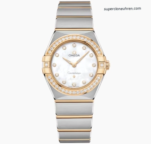 Premium Replica Uhr Omega Constellation 131.25.28.60.55.002 Perlmutt-Zifferblatt mit Diamanten 28mm