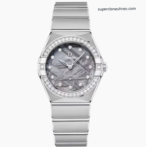 Premium Replica Uhr Omega Constellation 131.15.28.60.99.001 mit Diamantbesatz und Edelstahlband 28 mm