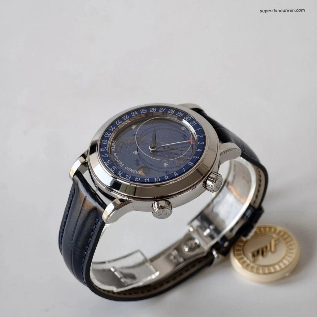 1:1 Super Clone Uhr Patek Philippe Komplizierte Uhren 6102P-001 Sternenhimmel Blau 44mm