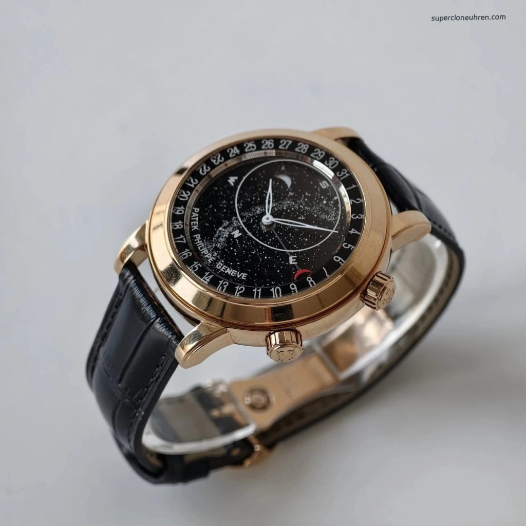 1:1 Super Clone Uhr Patek Philippe Komplizierte Uhren 6102P-001 Sternenhimmel Blau 44mm
