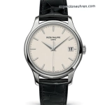 Premium Replica Uhr Patek Philippe Calatrava 5227G-001 mit Klappboden und Lederarmband 39 mm