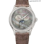 Premium Replica Uhr Patek Philippe Komplizierte Uhren 4948G-001 mit Perlmuttzifferblatt und Diamantbesatz 38mm