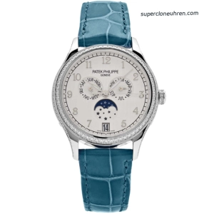 Premium Replica Uhr Patek Philippe Komplikationen 4947G-010 mit Diamantlünette 38mm