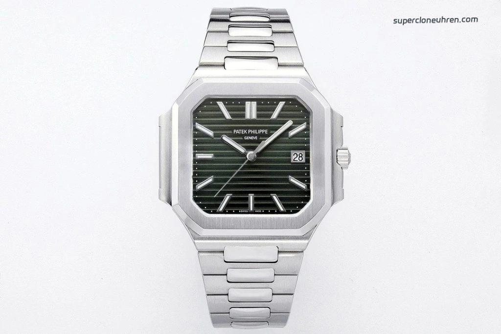 Premium Replica Uhr Patek Philippe Cubitus 5821/1A-001 mit grünem Zifferblatt und Stahlband 45mm