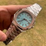 Super Clone Patek Philippe Nautilus 5711/1A-018 mit blauem Zifferblatt und Edelstahlarmband 40 mm