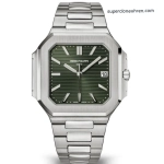 Premium Replica Uhr Patek Philippe Cubitus 5821/1A-001 mit grünem Zifferblatt und Stahlband 45mm