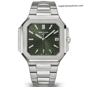 Premium Replica Uhr Patek Philippe Cubitus 5821/1A-001 mit grünem Zifferblatt und Stahlband 45mm