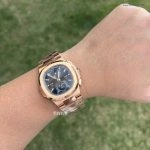 Premium Replica Uhr Patek Philippe Nautilus 5990/1R-001 Roségold blaues Zifferblatt 40,5mm