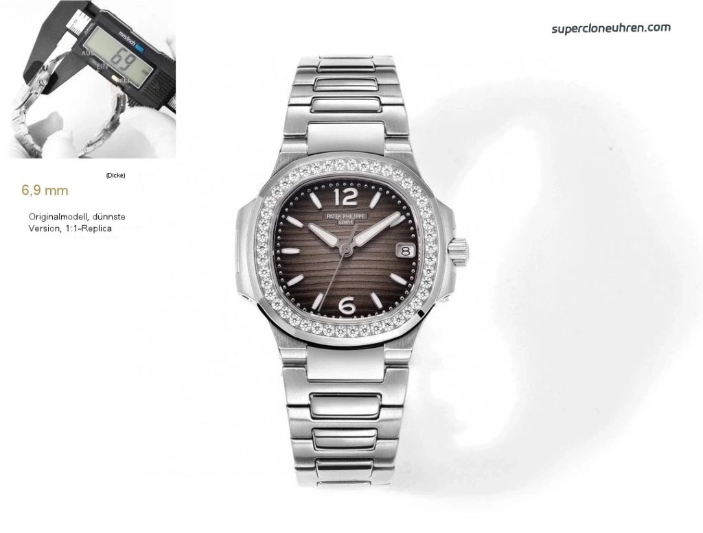 Premium Replica Uhr Patek Philippe Nautilus 7010/1G-012 Edelstahl mit Diamantbesatz 32 mm