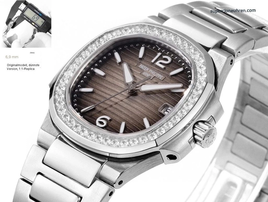 Premium Replica Uhr Patek Philippe Nautilus 7010/1G-012 Edelstahl mit Diamantbesatz 32 mm