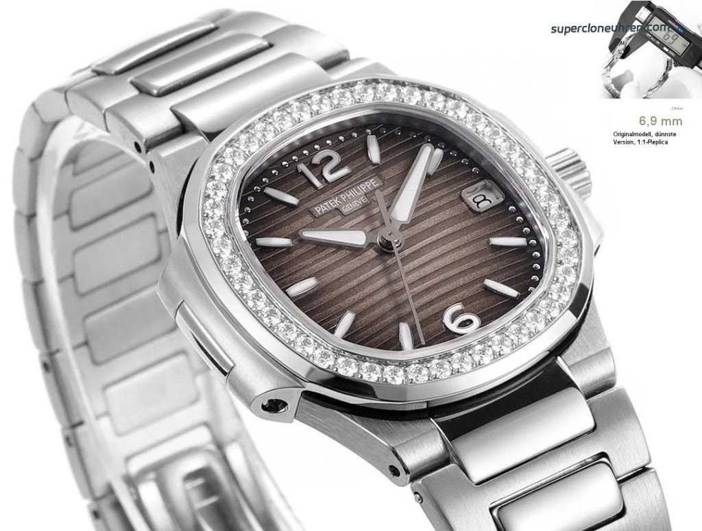 Premium Replica Uhr Patek Philippe Nautilus 7010/1G-012 Edelstahl mit Diamantbesatz 32 mm