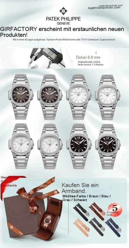 Premium Replica Uhr Patek Philippe Nautilus 7010/1G-012 Edelstahl mit Diamantbesatz 32 mm