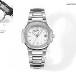 Premium Replica Uhr Patek Philippe Nautilus 7010/1G-011 aus Edelstahl mit Diamantbesatz 32 mm